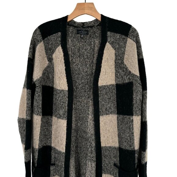 Lucky Brand Women's buffalo Plaid Open Cardigan Sweater size Medium wool blend - Picture 6 of 10